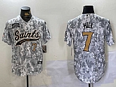 Men's New Orleans Saints #7 Taysom Hill Arctic Camo 2024 Salute to Service Stitched Baseball Jerseys,baseball caps,new era cap wholesale,wholesale hats