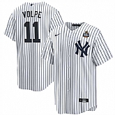 Men's New York Yankees #11 Anthony Volpe White 2024 World Series With Name Cool Base Stitched Jersey Dzhi,baseball caps,new era cap wholesale,wholesale hats