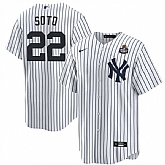 Men's New York Yankees #22 Juan Soto White 2024 World Series With Name Cool Base Stitched Jersey Dzhi,baseball caps,new era cap wholesale,wholesale hats