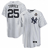 Men's New York Yankees #25 Gleyber Torres White 2024 World Series With Name Cool Base Stitched Jersey Dzhi,baseball caps,new era cap wholesale,wholesale hats