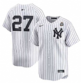 Men's New York Yankees #27 Giancarlo Stanton White 2024 World Series Home Limited Stitched Jersey Dzhi,baseball caps,new era cap wholesale,wholesale hats