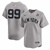 Men's New York Yankees #99 Aaron Judge Gray 2024 World Series Limited Stitched Jersey Dzhi,baseball caps,new era cap wholesale,wholesale hats