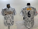 Men's Pittsburgh Steelers #6 Patrick Queen Arctic Camo 2024 Salute to Service Stitched Baseball Jersey,baseball caps,new era cap wholesale,wholesale hats