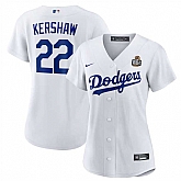 Women's Los Angeles Dodgers #22 Clayton Kershaw White 2024 World Series Cool Base Stitched Jersey(Run Small) Dzhi,baseball caps,new era cap wholesale,wholesale hats