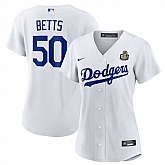 Women's Los Angeles Dodgers #50 Mookie Betts White 2024 World Series Cool Base Stitched Jersey(Run Small) Dzhi,baseball caps,new era cap wholesale,wholesale hats