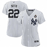 Women's New York Yankees #22 Juan Soto White 2024 World Series With Name Cool Base Stitched Jersey Dzhi,baseball caps,new era cap wholesale,wholesale hats