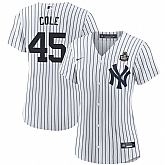 Women's New York Yankees #45 Gerrit Cole White 2024 World Series With Name Cool Base Stitched Jersey Dzhi,baseball caps,new era cap wholesale,wholesale hats