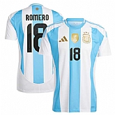 Men's Argentina #18 Cristian Romero 2024 White Home Soccer Jersey,baseball caps,new era cap wholesale,wholesale hats