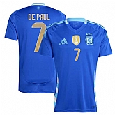 Men's Argentina #7 Rodrigo De Paul 2024 Blue Away Soccer Jersey,baseball caps,new era cap wholesale,wholesale hats