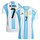 Men's Argentina #7 Rodrigo De Paul 2024 White Home Soccer Jersey,baseball caps,new era cap wholesale,wholesale hats