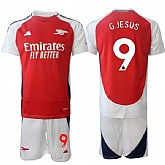 Men's Arsenal F.C #9 Gabriel Jesus 2024 Red Home Soccer Jersey Suit,baseball caps,new era cap wholesale,wholesale hats