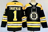 Men's Boston Bruins #1 Jeremy Swayman Black 2024-25 Home Stitched Hockey Jersey,baseball caps,new era cap wholesale,wholesale hats