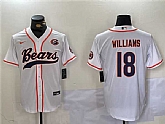 Men's Chicago Bears #18 Caleb Williams White With Patch Cool Base Baseball Stitched Jersey,baseball caps,new era cap wholesale,wholesale hats