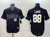 Men's Dallas Cowboys #88 CeeDee Lamb Black With Patch Cool Base Stitched Baseball Jersey,baseball caps,new era cap wholesale,wholesale hats