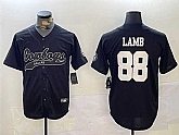 Men's Dallas Cowboys #88 CeeDee Lamb Black With Patch Cool Base Stitched Baseball Jersey1,baseball caps,new era cap wholesale,wholesale hats