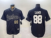 Men's Dallas Cowboys #88 CeeDee Lamb Black With Patch Cool Base Stitched Baseball Jerseys,baseball caps,new era cap wholesale,wholesale hats