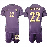 Men's England #22 Aaron Ramsdale 2024-25 Purple Away Soccer Jersey Suit,baseball caps,new era cap wholesale,wholesale hats