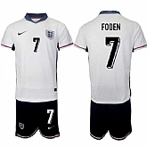 Men's England #7 Phil Foden 2024-25 White Home Soccer Jersey Suit,baseball caps,new era cap wholesale,wholesale hats