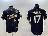 Men's Los Angeles Dodgers #17 Shohei Ohtani Black Gold 2024 World Series Champions Cool Base Stitched Baseball Jersey,baseball caps,new era cap wholesale,wholesale hats