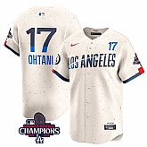 Men's Los Angeles Dodgers #17 Shohei Ohtani Cream 2024 World Series Champions City Connect Limited Stitched Baseball Jersey,baseball caps,new era cap wholesale,wholesale hats