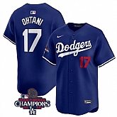 Men's Los Angeles Dodgers #17 Shohei Ohtani Royal 2024 World Series Champions Alternate Limited Stitched Baseball Jersey,baseball caps,new era cap wholesale,wholesale hats