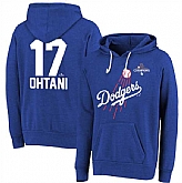 Men's Los Angeles Dodgers #17 Shohei Ohtani Royal 2024 World Series Champions Name & Number Tri-Blend Pullover Hoodie,baseball caps,new era cap wholesale,wholesale hats