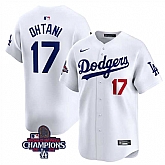 Men's Los Angeles Dodgers #17 Shohei Ohtani White 2024 World Series Champions Home Limited Stitched Baseball Jersey,baseball caps,new era cap wholesale,wholesale hats