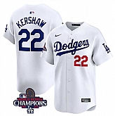 Men's Los Angeles Dodgers #22 Clayton Kershaw White 2024 World Series Champions Home Limited Stitched Baseball Jersey,baseball caps,new era cap wholesale,wholesale hats