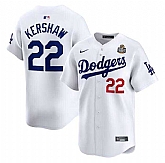 Men's Los Angeles Dodgers #22 Clayton Kershaw White 2024 World Series Home Limited Stitched Baseball Jersey,baseball caps,new era cap wholesale,wholesale hats