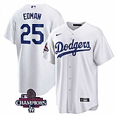 Men's Los Angeles Dodgers #25 Tommy Edman White 2024 World Series Champions Cool Base Stitched Baseball Jersey,baseball caps,new era cap wholesale,wholesale hats