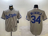 Men's Los Angeles Dodgers #34 Fernando Valenzuela Grey Authentic Collection Stitched MLB Jersey,baseball caps,new era cap wholesale,wholesale hats