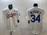 Men's Los Angeles Dodgers #34 Fernando Valenzuela white Authentic Collection Stitched MLB Jersey,baseball caps,new era cap wholesale,wholesale hats