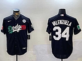 Men's Los Angeles Dodgers #34 Toro Valenzuela Black Mexico 2024 World Series With No. 34 Patch Cool Base Stitched Baseball Jersey,baseball caps,new era cap wholesale,wholesale hats