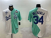 Men's Los Angeles Dodgers #34 Toro Valenzuela White Green Split 2024 World Series All-Star Cool Base Stitched Baseball Jersey,baseball caps,new era cap wholesale,wholesale hats