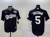 Men's Los Angeles Dodgers #5 Freddie Freeman Black 2024 World Series Cool Base Stitched Baseball Jersey,baseball caps,new era cap wholesale,wholesale hats