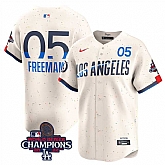 Men's Los Angeles Dodgers #5 Freddie Freeman Cream 2024 World Series Champions City Connect Limited Stitched Baseball Jersey,baseball caps,new era cap wholesale,wholesale hats