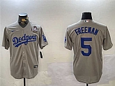 Men's Los Angeles Dodgers #5 Freddie Freeman Grey 2024 World Series Cool Base Stitched Baseball Jersey,baseball caps,new era cap wholesale,wholesale hats