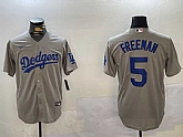 Men's Los Angeles Dodgers #5 Freddie Freeman Grey Cool Base Jersey,baseball caps,new era cap wholesale,wholesale hats