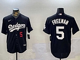 Men's Los Angeles Dodgers #5 Freddie Freeman Number Black Cool Base Jersey,baseball caps,new era cap wholesale,wholesale hats