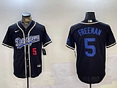 Men's Los Angeles Dodgers #5 Freddie Freeman Number Black Cool Base Jerseys,baseball caps,new era cap wholesale,wholesale hats