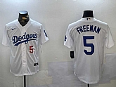 Men's Los Angeles Dodgers #5 Freddie Freeman Number White Cool Base Jersey,baseball caps,new era cap wholesale,wholesale hats