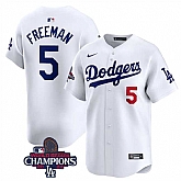 Men's Los Angeles Dodgers #5 Freddie Freeman White 2024 World Series Champions Home Limited Stitched Baseball Jersey,baseball caps,new era cap wholesale,wholesale hats