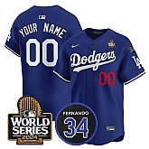 Men's Los Angeles Dodgers ACTIVE PLAYER Custom Royal 2024 World Series With Fernando Memorial Patch Limited Stitched Baseball Jersey,baseball caps,new era cap wholesale,wholesale hats