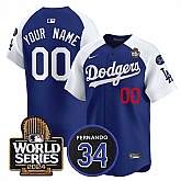 Men's Los Angeles Dodgers ACTIVE PLAYER Custom Royal White 2024 World Series With Fernando Memorial Patch Limited Stitched Baseball Jersey,baseball caps,new era cap wholesale,wholesale hats