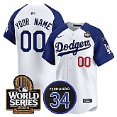 Men's Los Angeles Dodgers ACTIVE PLAYER Custom White Royal 2024 World Series With Fernando Memorial Patch Limited Stitched Baseball Jersey,baseball caps,new era cap wholesale,wholesale hats