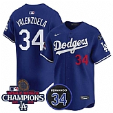 Men's Los Angeles Dodgers Active Player Cuatom Royal 2024 World Series Champions With Fernando Memorial Patch Alternate Limited Stitched Baseball Jersey,baseball caps,new era cap wholesale,wholesale hats