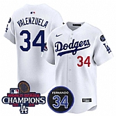 Men's Los Angeles Dodgers Active Player Cuatom White 2024 World Series Champions With Fernando Memorial Patch Home Limited Stitched Baseball Jersey,baseball caps,new era cap wholesale,wholesale hats