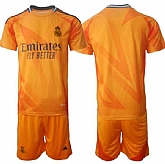 Men's Real Madrid Custom 24-25 Orange Away Soccer Jersey Suit,baseball caps,new era cap wholesale,wholesale hats