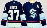 Men's Seattle Kraken #37 Yanni Gourde Navy 2024-25 Home With A Patch Stitched Hockey Jersey,baseball caps,new era cap wholesale,wholesale hats