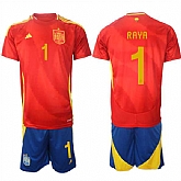 Men's Spain Team #1 David Raya 2024-25 Red Home Soccer Jersey Suit,baseball caps,new era cap wholesale,wholesale hats